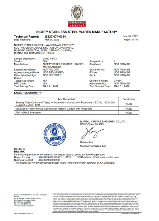 FDA Certification